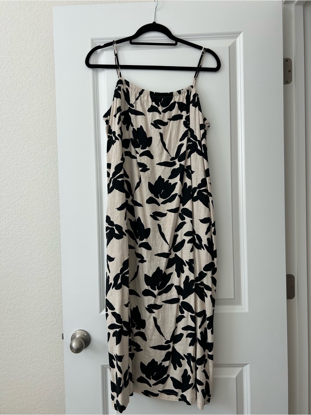 a new day Black Floral Print Spaghetti-Strap Maxi Dress on Cream